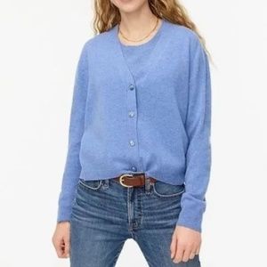 J.Crew Relaxed-fit cashmere cardigan sweater Heather Blue Size Small New w/ tags